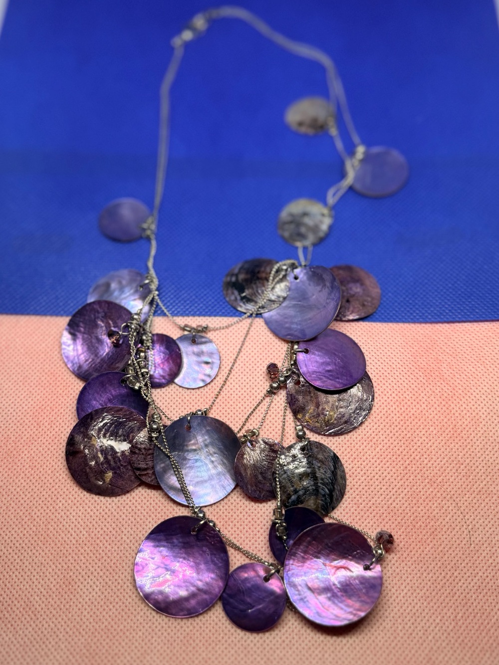 Gorgeous Purple Shell Disc Layered Necklace